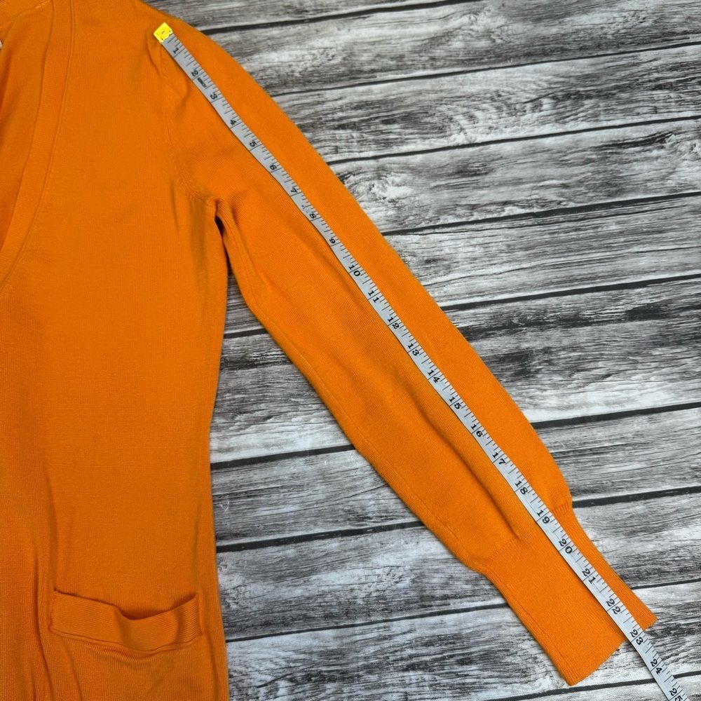 Liz Claiborne Women Long Cardigan Small Golden Orange Button Front Tunic Sweater - Picture 10 of 12